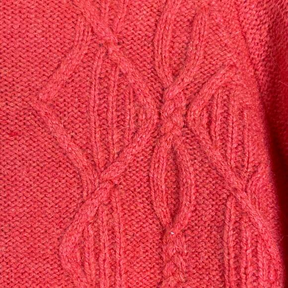 Anthropologie Sleeping on Snow Womens Sweater Orange V Neck Cable Knit Wool XL - Picture 5 of 13